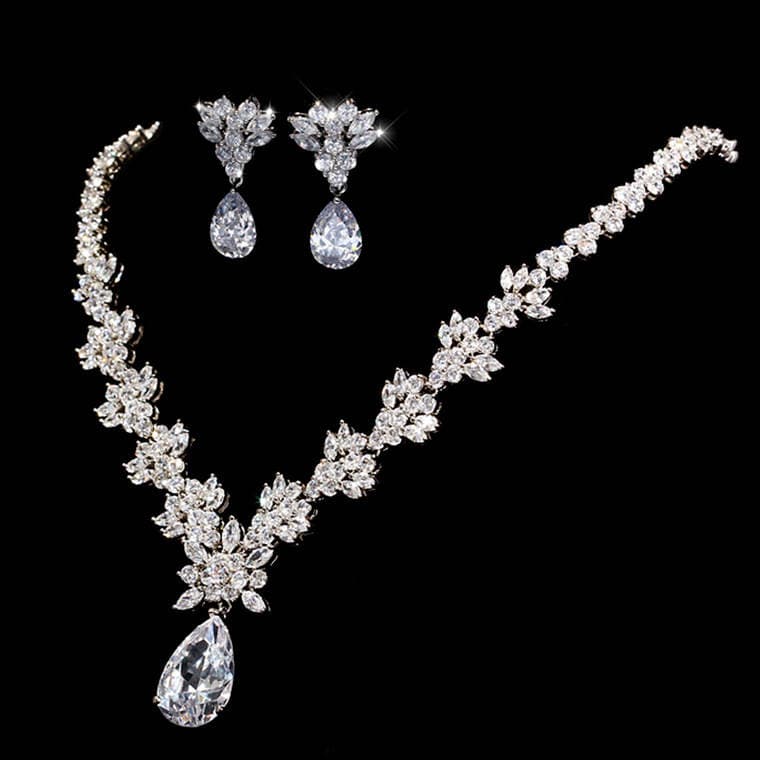 Jinse Zircon Bridal Jewelry Set Brass Zircon Chain Necklace Fashion Women's Dinner Wedding First Jewelry 2
