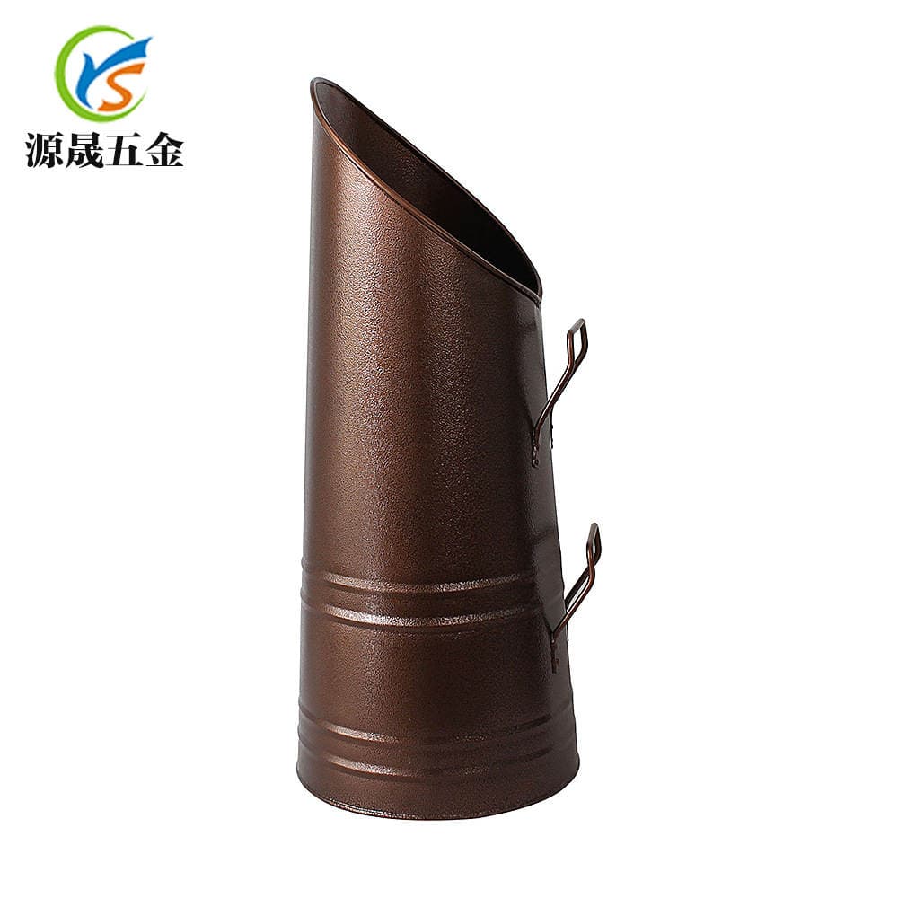 Cross-Border European-Style Fireplace Tools, Iron Art Explosion Gold Round Charcoal Barrel, Galvanized Iron Sheet, Slanted Mouth, Sharp Mouth, Carbon Barrel Customization 1