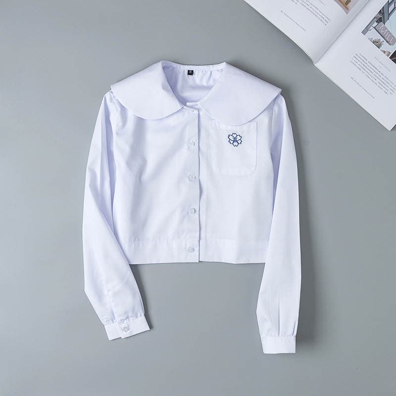 Spot Japanese JK uniform kindergarten baby girl round neck embroidered shirt shirt long sleeve 1