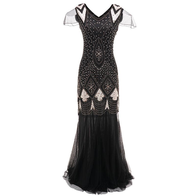 1920s foreign trade new handmade embroidery beaded sequins Amazon dress European and American banquet dress batch 4