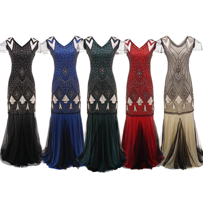 1920s foreign trade new handmade embroidery beaded sequins Amazon dress European and American banquet dress batch 1