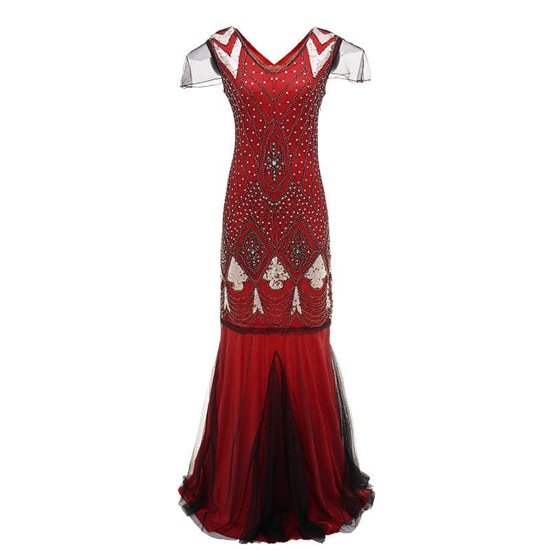 1920s foreign trade new handmade embroidery beaded sequins Amazon dress European and American banquet dress batch 5