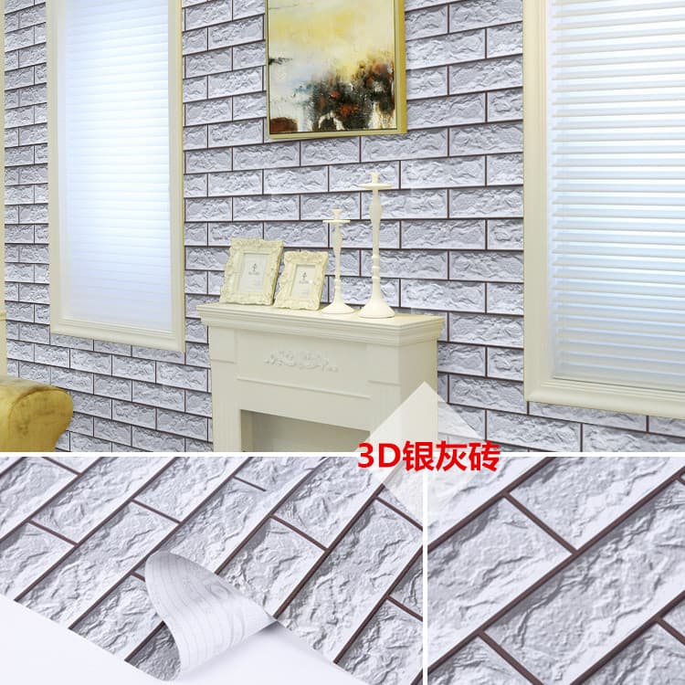 3D silver gray brick