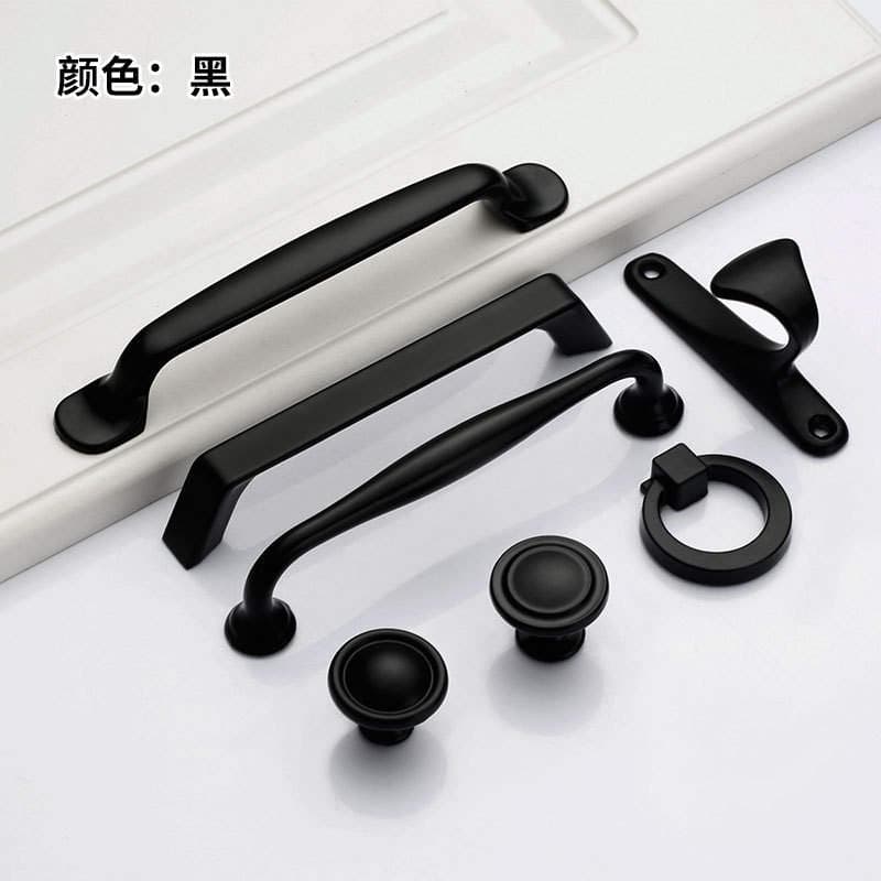 Factory direct solid single hole furniture hardware accessories drawer cabinet door handle American black cabinet wardrobe handle 3