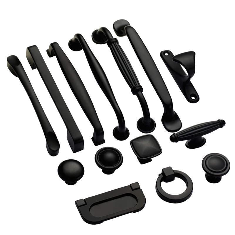 Factory direct solid single hole furniture hardware accessories drawer cabinet door handle American black cabinet wardrobe handle 5