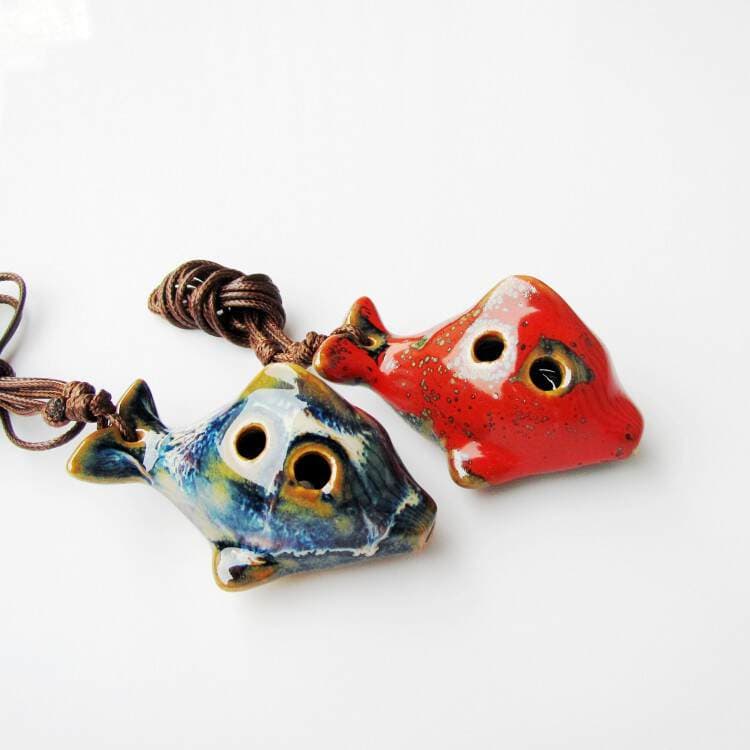 Ceramic small fish clay flute 6-hole AC-tone beginner 6-hole middle tone C- tone crack professional national wind instrument 1