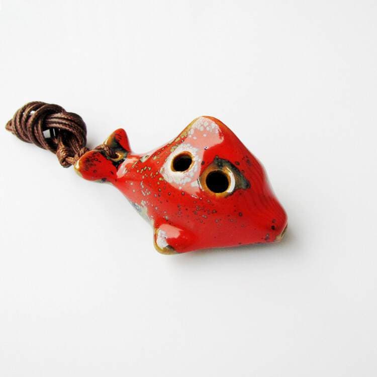 Ceramic small fish clay flute 6-hole AC-tone beginner 6-hole middle tone C- tone crack professional national wind instrument 4