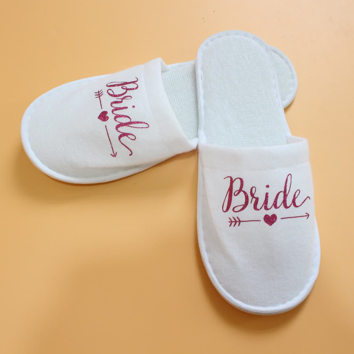 White slippers/Rose red letters bride