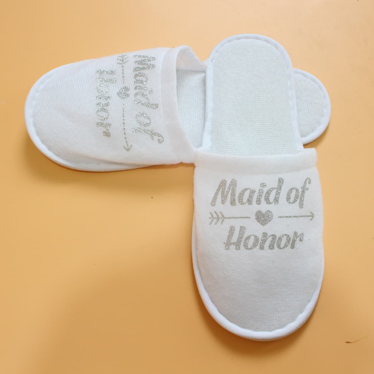 White Slippers/Silver Letter maid of honor