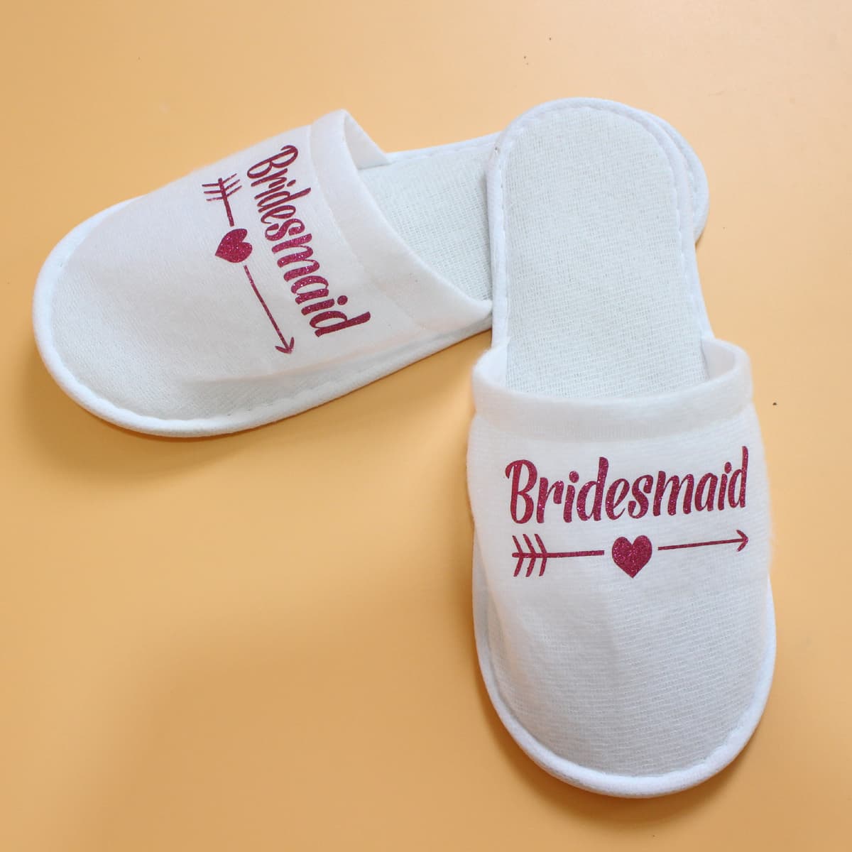 White Slippers/Rose Red Letter bridesmaid