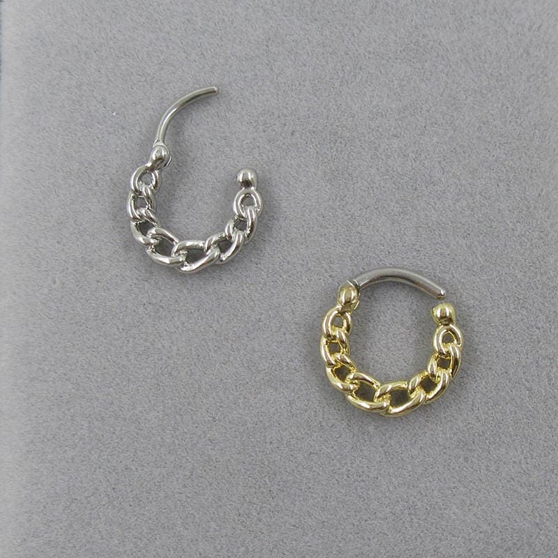 Gebi Nose Ring European and American-style Golden Nose Ring Hollow Simple Nose Nail septum cliker Puncture Jewelry 2