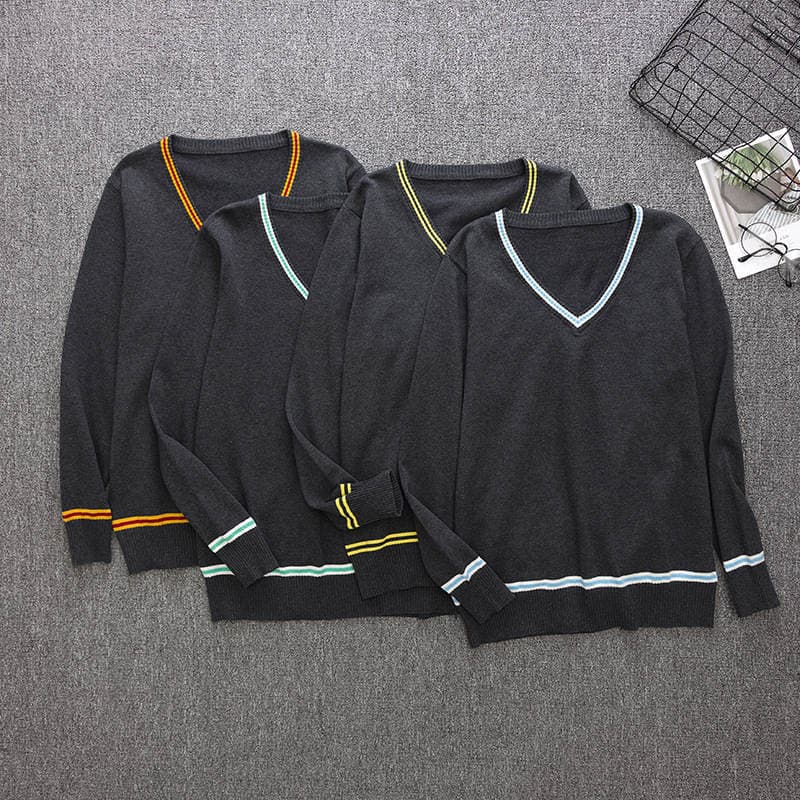Harry Potter V-Neck Sweater Gryffindor Daily Men's and Women's Spot Long Sleeve Pullover Four Colors 3