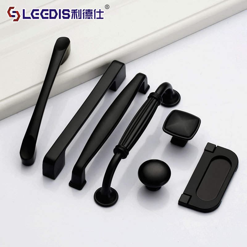 Factory direct solid single hole furniture hardware accessories drawer cabinet door handle American black cabinet wardrobe handle 2