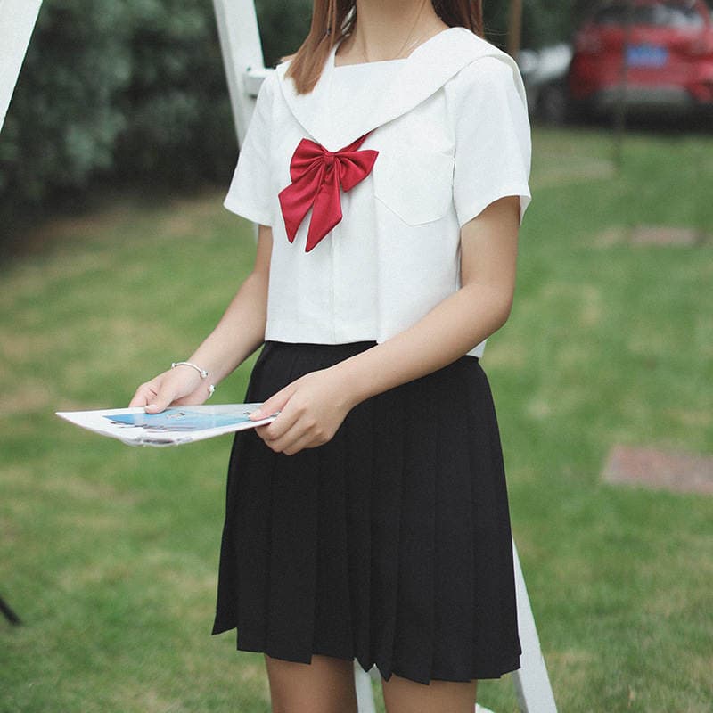 Qadınlar üçün yapon qısaqol dənizçi JK məktəb forması, yay, preppy stil 1