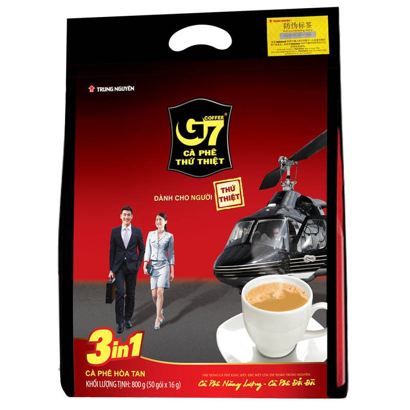 Vietnam Imported G7 Instant Coffee 50 Sachets Three-In-One Coffee Powder 800g Manufacturer Wholesale Dropshipping Extra Strong 3