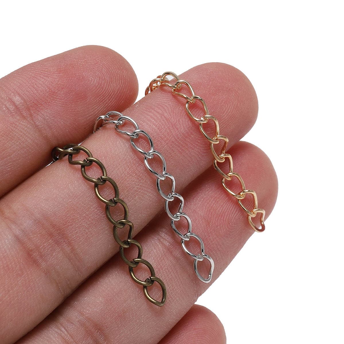 Metal boyunbağı uzatma zənciri, bilərzik tənzimləmə zənciri. Zərgərlik DIY aksessuarları materialları. 3