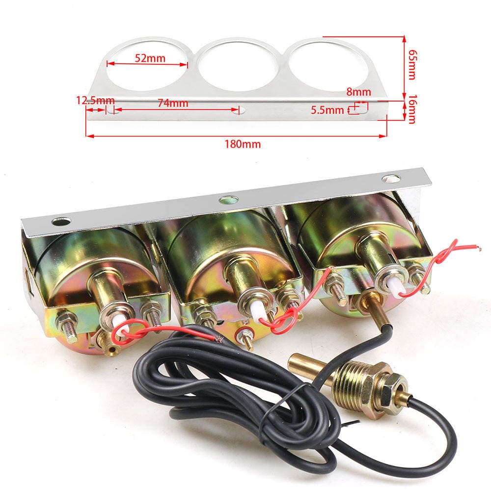 Car modification instrument 52mm mechanical water temperature hydraulic voltage three-in-one 2-inch triple meter combination instrument 4