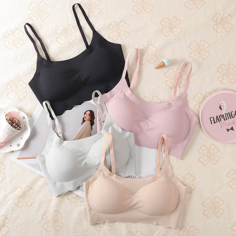 Explosive peace of mind second generation seamless ice silk underwear women's sexy suspenders beautiful back wrapped breast sleep sports girls bra 1
