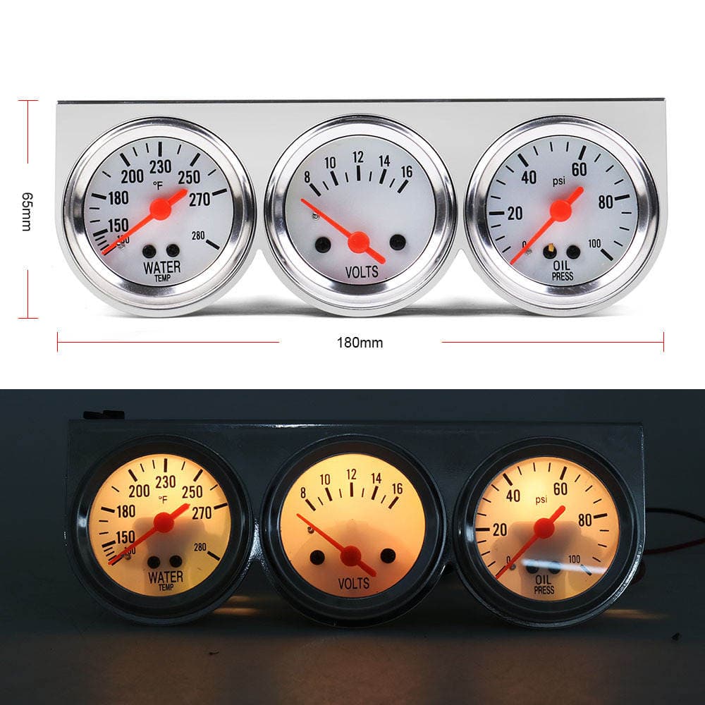 Car modification instrument 52mm mechanical water temperature hydraulic voltage three-in-one 2-inch triple meter combination instrument 2