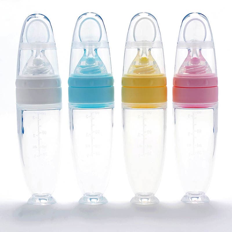 New Maternal and Infant Products Baby Squeeze Rice Cereal Bottle Rice Cereal Spoon Food Supplement Feeder Food Grade Silicone Soft Head 5
