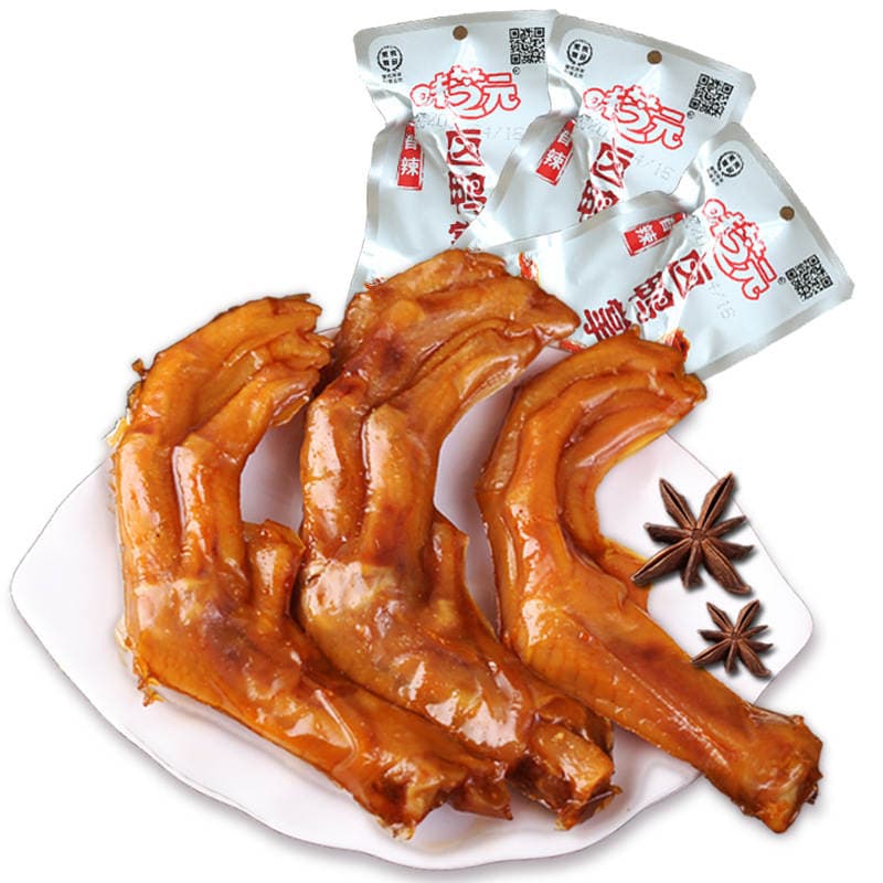 Wei Zhiyuan pörtlənmiş ördək ayaqları, ədviyyatlı, 32g / 28g x 20 ədəd, Hunan məhsulu 3