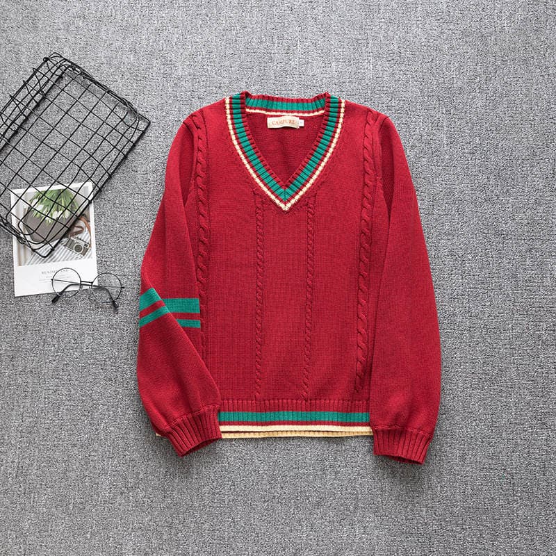 Japanese style JK uniform sweater autumn and winter JK college style Christmas V-neck long sleeve vest sweater pullover bar color girl 1