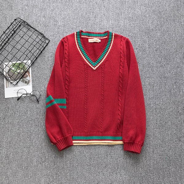 Japanese style JK uniform sweater autumn and winter JK college style Christmas V-neck long sleeve vest sweater pullover bar color girl