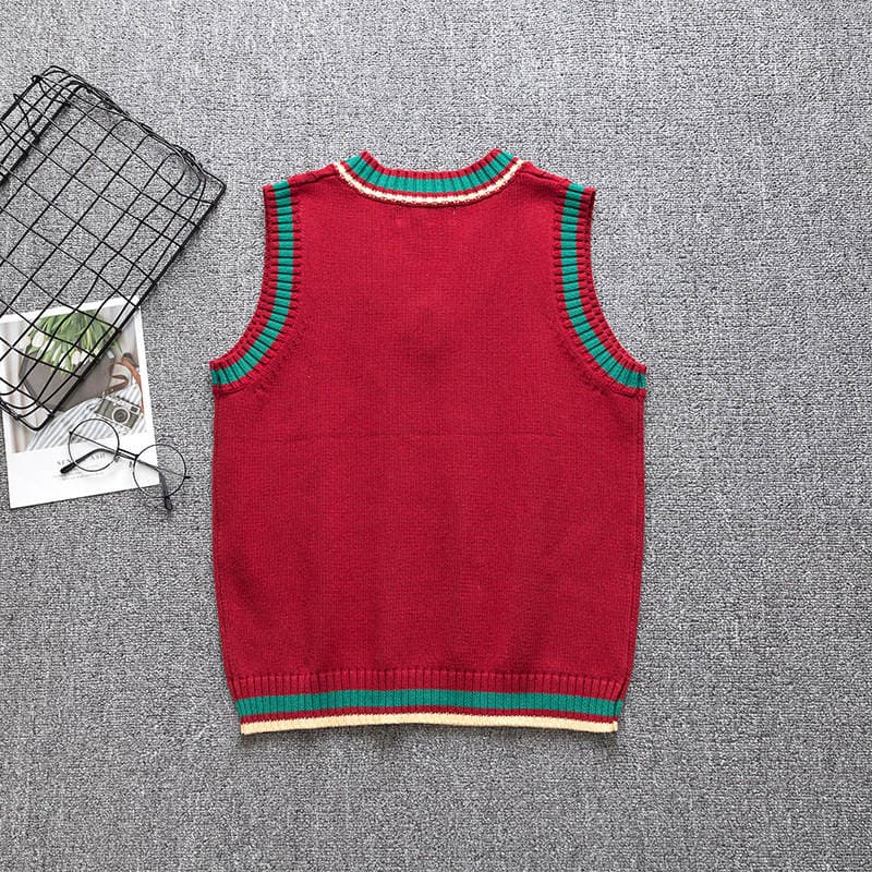 Japanese style JK uniform sweater autumn and winter JK college style V-neck sleeveless vest sweater pullover Christmas bar color girl 2