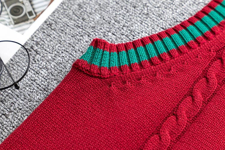 Japanese style JK uniform sweater autumn and winter JK college style V-neck sleeveless vest sweater pullover Christmas bar color girl 4