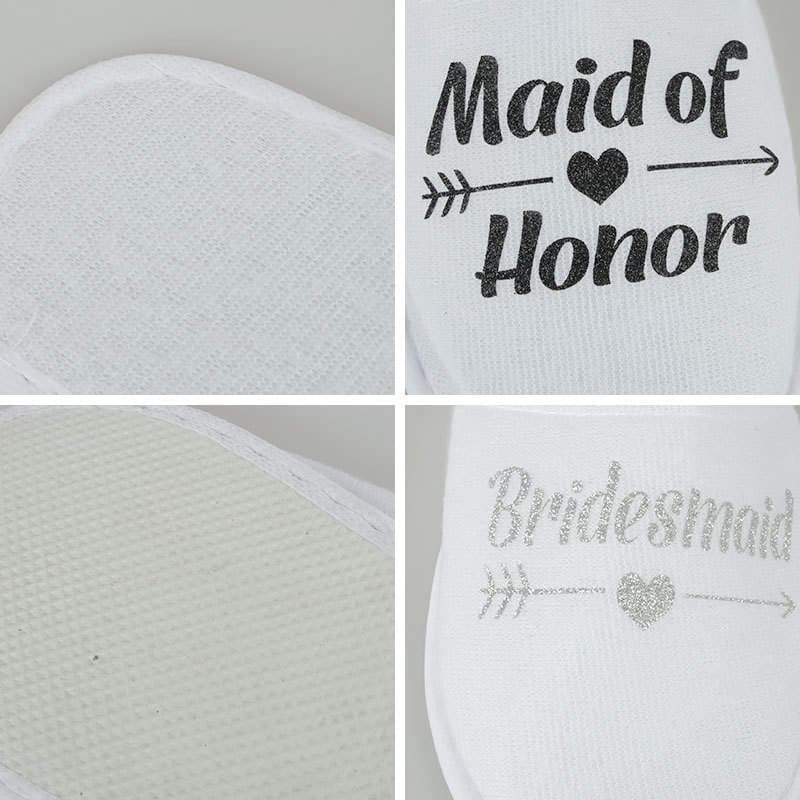 Toy partisi üçün "maid of honor" / "bridesmaid" yazılı terliklər 2