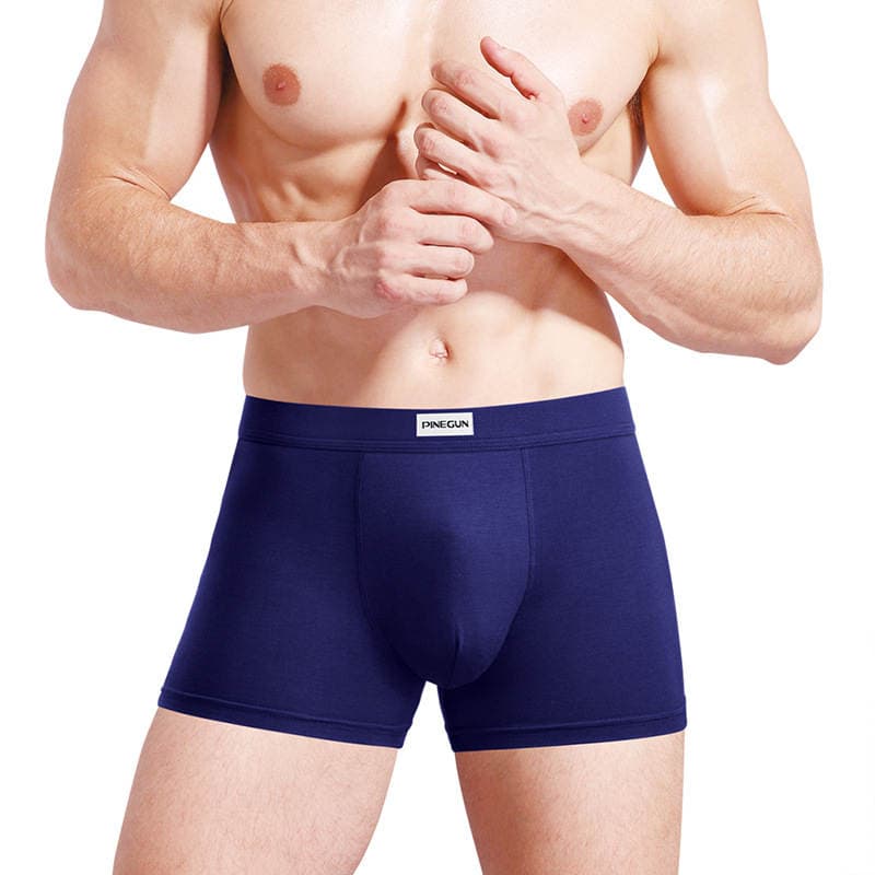 Factory wholesale men's underwear modal Red men's boxed boxed mid-waist youth solid color shorts head 2