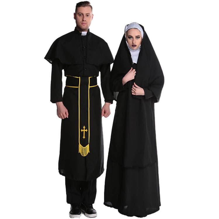 M-XL Cütlük Kostyumu: Hellouin Keşiş və Rahibə Kostyumu 1