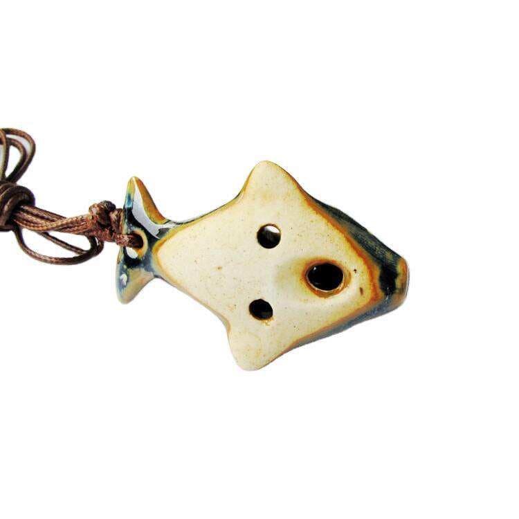 Ceramic small fish clay flute 6-hole AC-tone beginner 6-hole middle tone C- tone crack professional national wind instrument 5