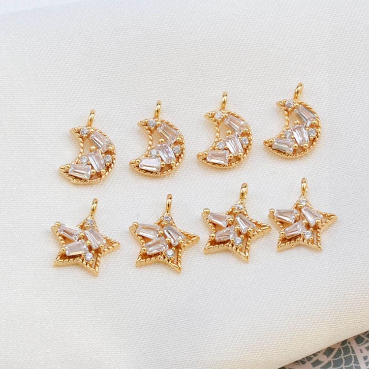 Special price copper plated real gold collection zircon pendant copper plated 18K real gold diy bracelet earrings jewelry accessories material 2