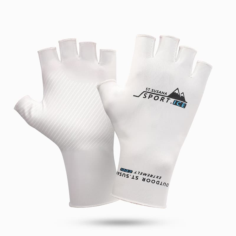 White half-finger gloves (logo random)