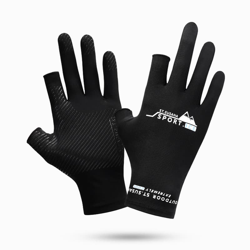 Black fingerless gloves (logo varies)