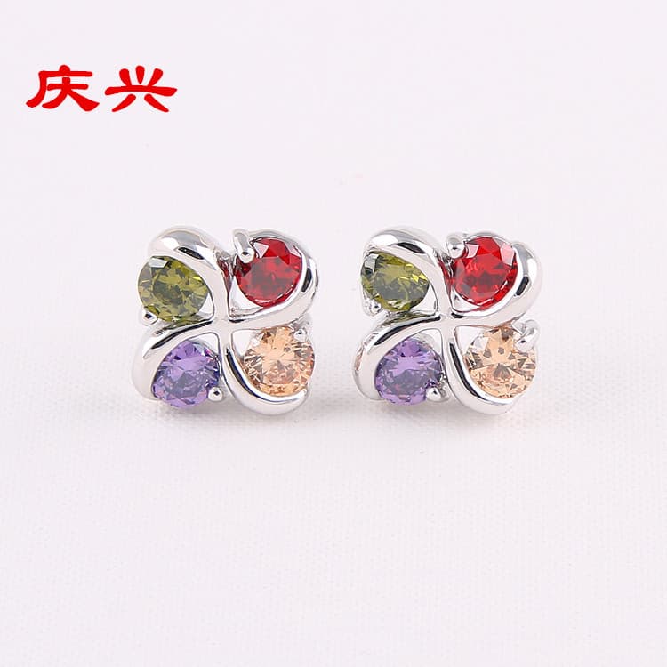Color Zirconium Stud Earrings