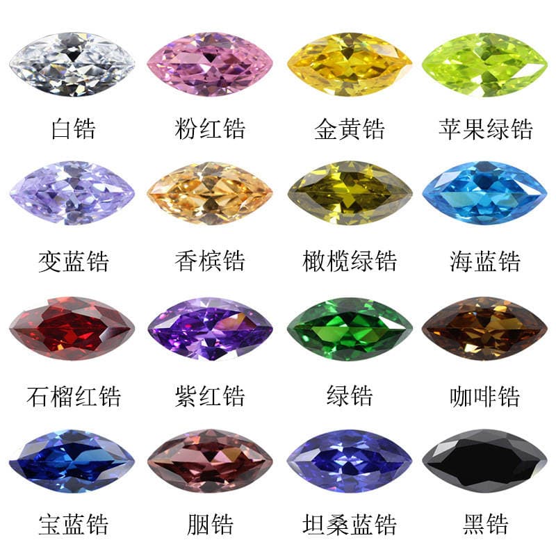 Huanggang Gemstone Markiz Formalı Rəngli Süni Sirkon (CZ) Çılpaq Daş (Üzük üçün) 5