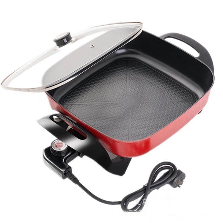 Household multifunctional electric heating pot large capacity cooking and frying one-piece pot square pot electric hot pot will sell gifts wholesale 1