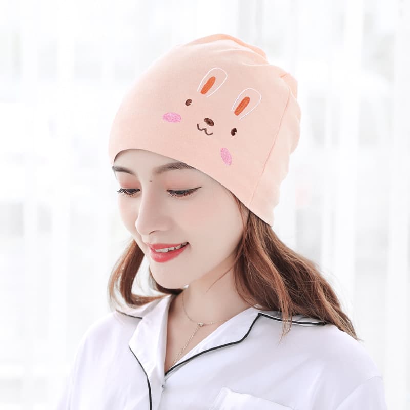 Champagne Embroidered Rabbit Unilateral Heap Cap
