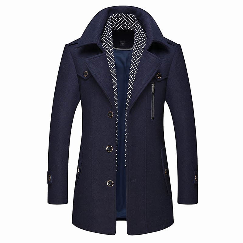 New in Stock Men's Wool Coat Autumn and Winter Men's Scarf Collar Warm Woolen Coat Coat for Middle-aged 4