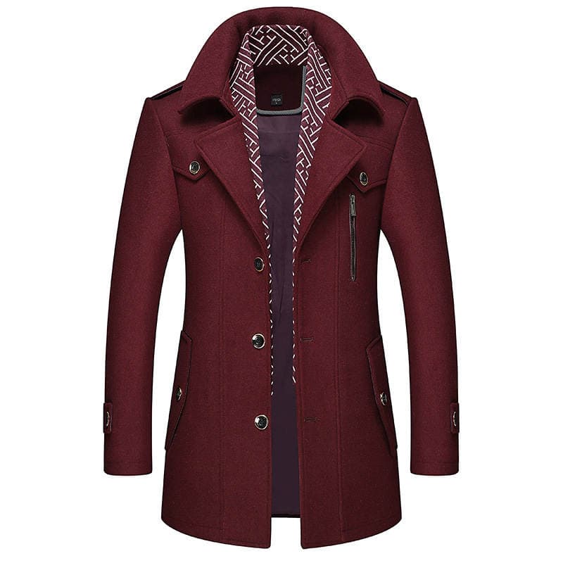 New in Stock Men's Wool Coat Autumn and Winter Men's Scarf Collar Warm Woolen Coat Coat for Middle-aged 3
