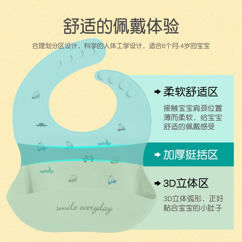 ins Explosive Baby Bib Baby Bib Waterproof Children's Silicone Bib Baby Spit Rice Bag Wash-Free Summer 4