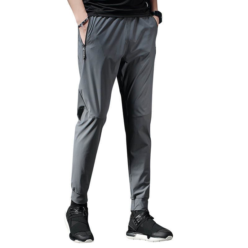 Quick-drying sports trousers casual Ice Silk stretch breathable running pants skinny pants men's sports fitness air conditioning trousers 5