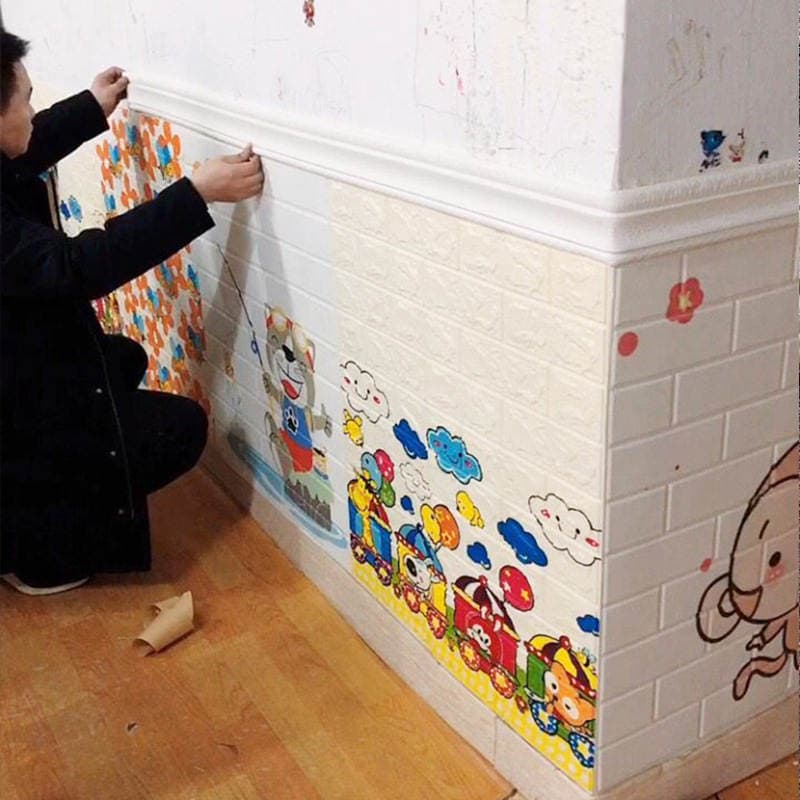 Waterproof self-adhesive 3d three-dimensional skirting wall stickers TV background wall border edge banding foam waist line decorative stickers 4
