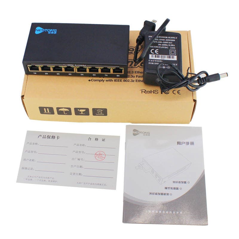 Yonghang 8 portlu Gigabit şəbəkə açarı, monitorinq üçün, dəmir korpus 4