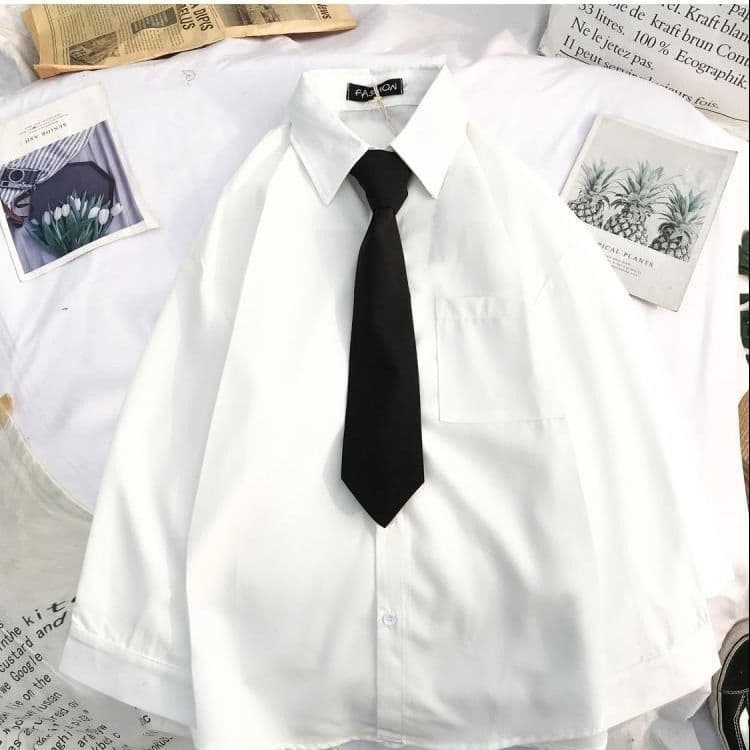 White + black tie