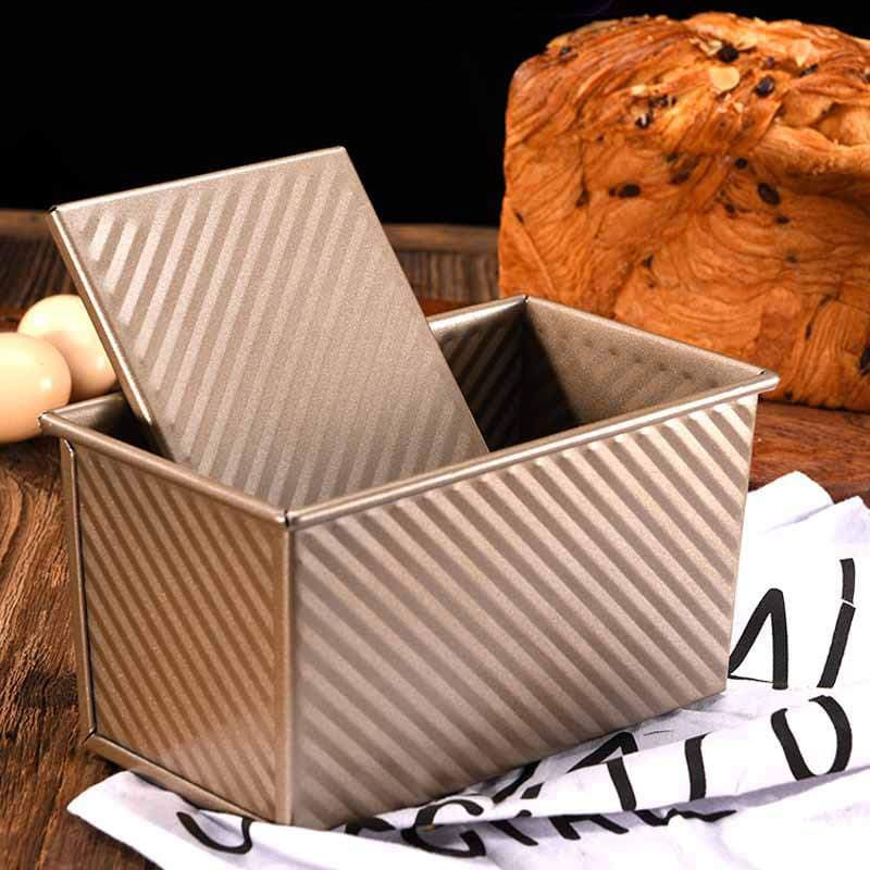 450g corrugated toast bread mold with lid baking supplies cake mold non-stick toast box oven baking tray 5