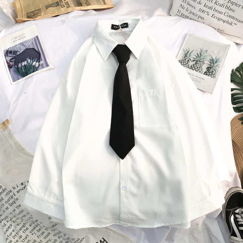 Shirt Women's Retro Hong Kong Style Design Sense Niche Internet Celebrity Top 2022 Spring and Autumn New Korean Style Loose Student Shirt 1
