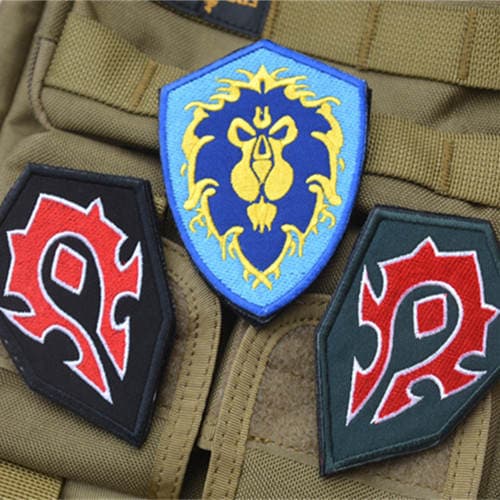 Alliance and Horde Embroidered Badge Tactical Morale Double-Sided Velcro Armband Camouflage Game Patch Warcraft Merchandise 1